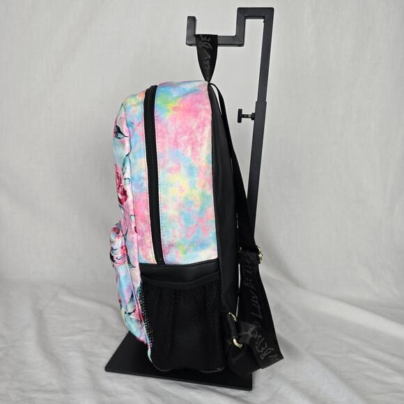 Betsey Johnson Floral Backpack Pink Blue 14" x 10" x 4" - Picture 6 of 12